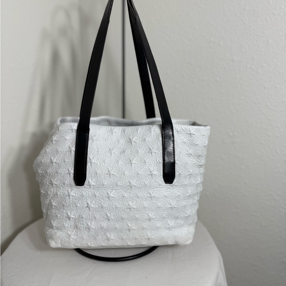 Jimmy Choo White Leather embossed Star Tote - Picture 6 of 12